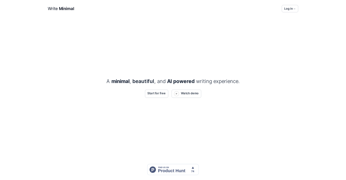 Write Minimal screenshot