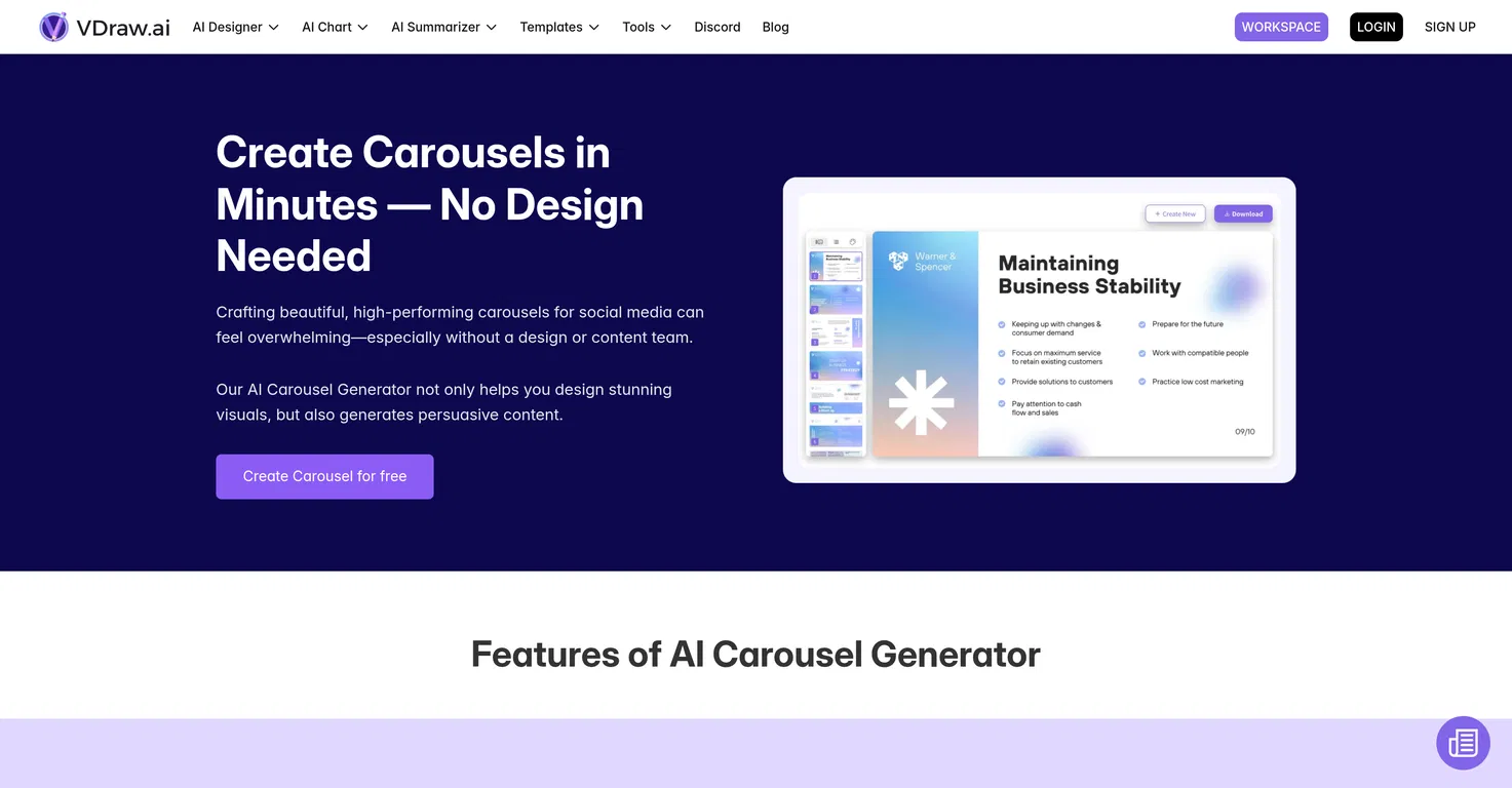 VDraw - AI Carousel Generator screenshot