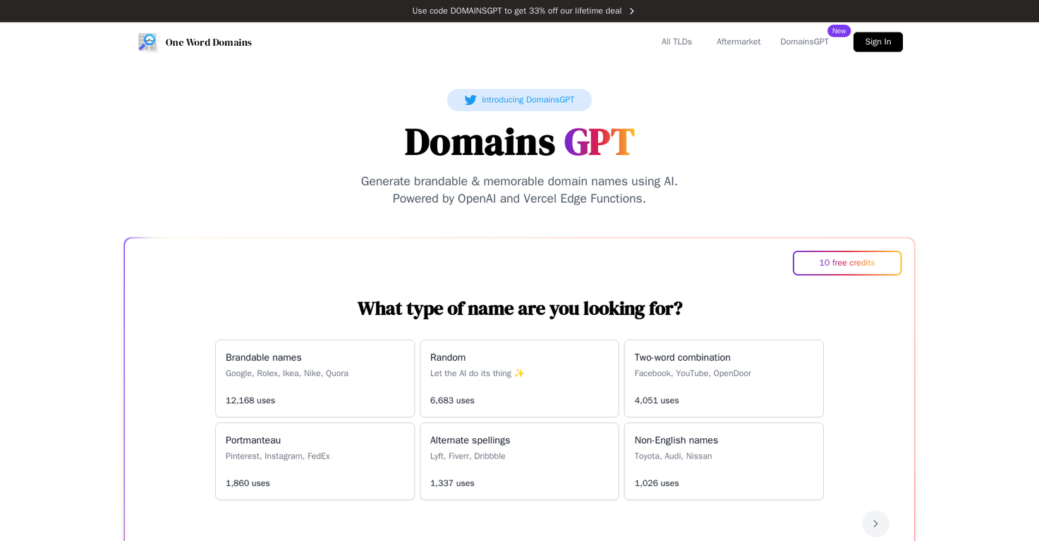 DomainsGPT screenshot