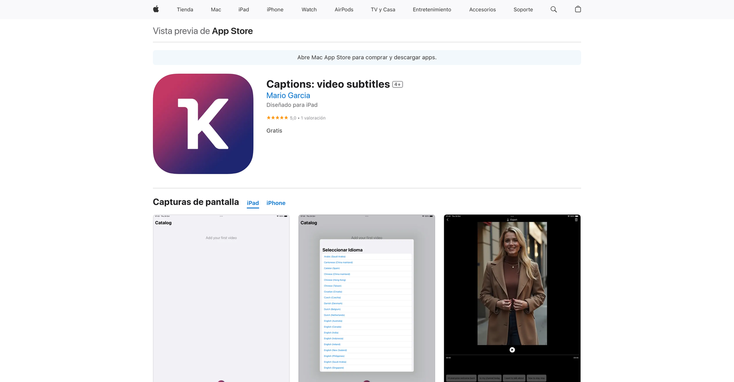 Kaption screenshot
