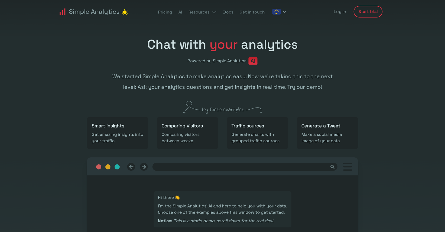 Simple Analytics AI screenshot