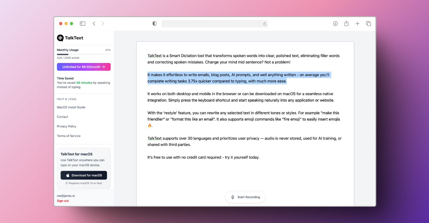 TalkText screenshot