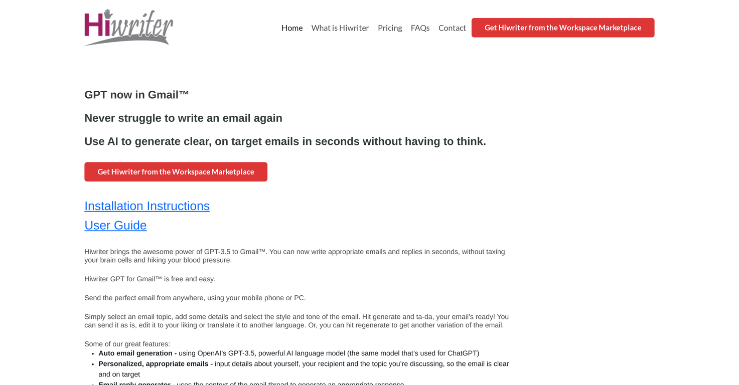 Hiwriter screenshot