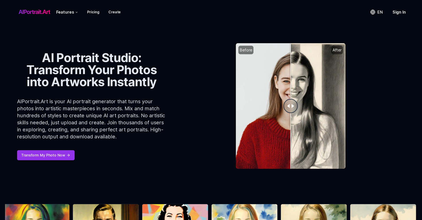 AIPortrait.Art screenshot