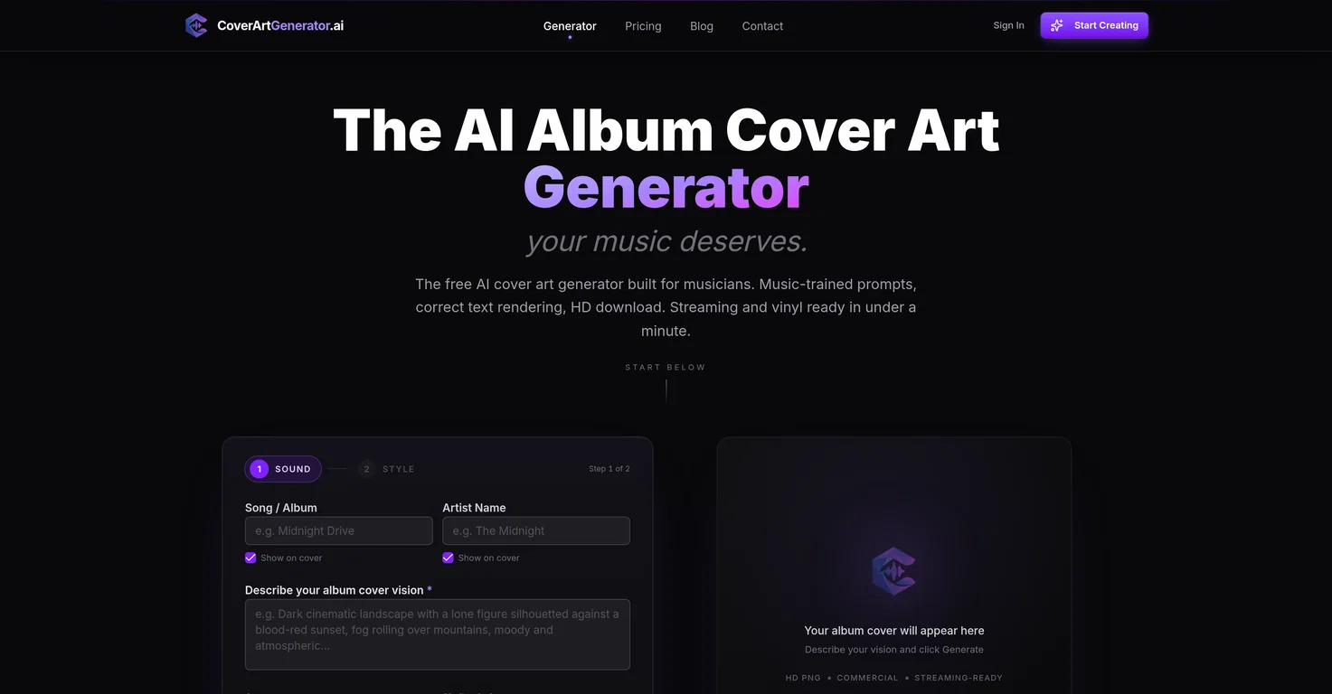 CoverArtGenerator.ai screenshot