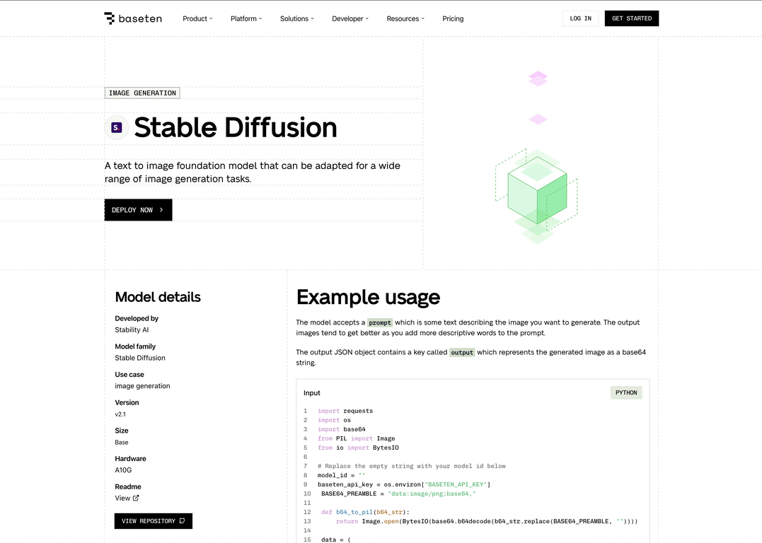 Baseten screenshot