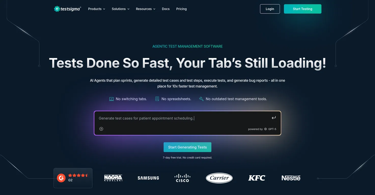 Testsigma Agentic Test Automation screenshot