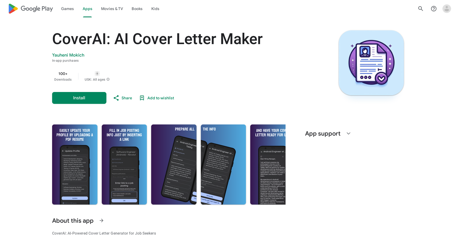 CoverAI: AI Cover Letter Maker screenshot