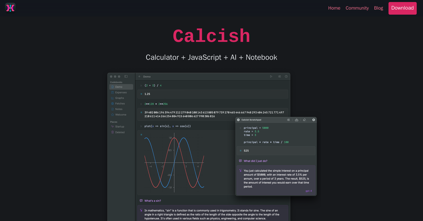 Calcish screenshot