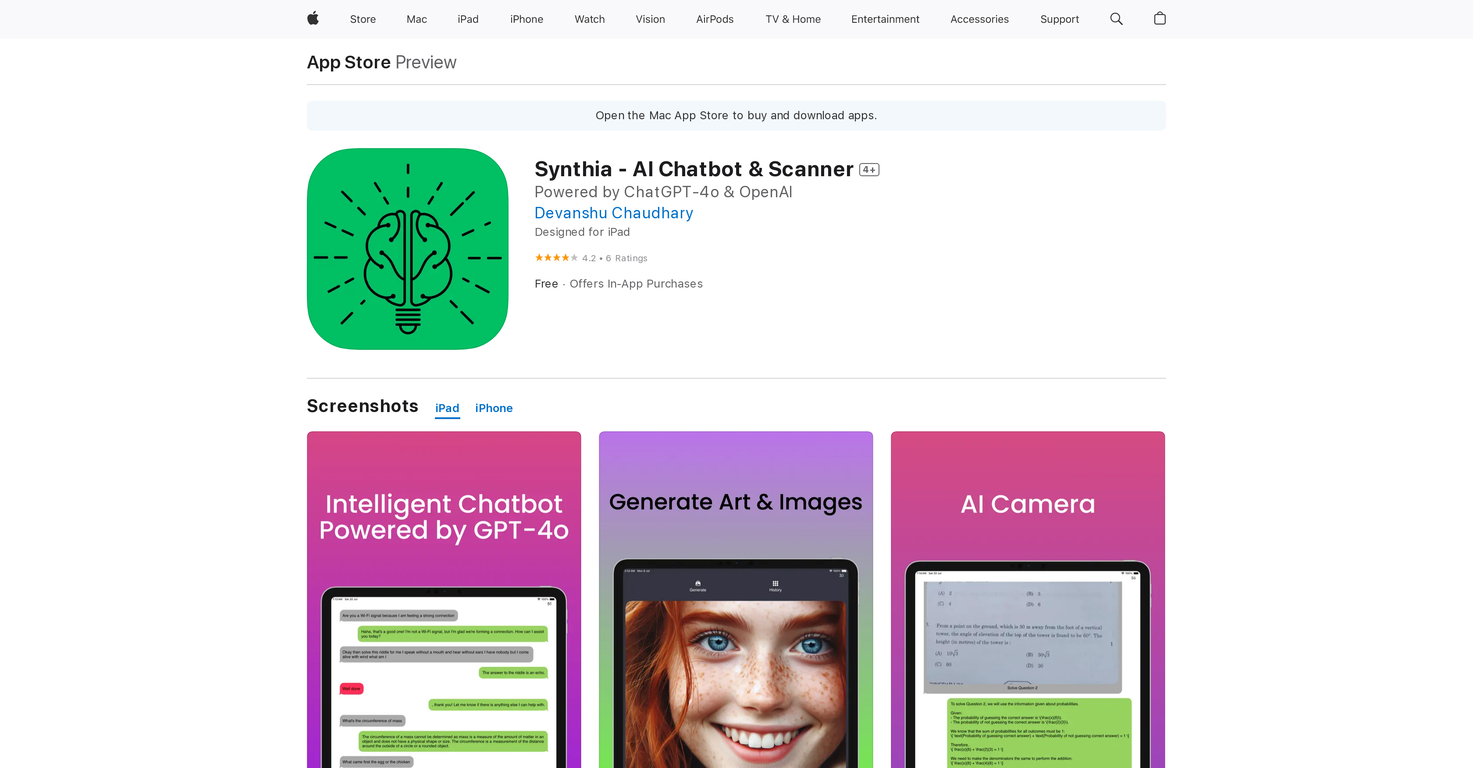 Synthia - AI Chatbot & Scanner screenshot