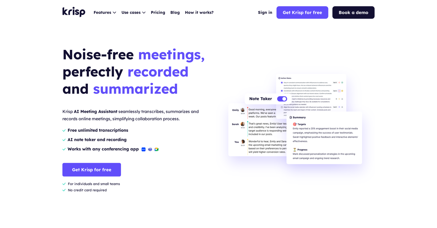 Krisp AI Meeting Assistant screenshot