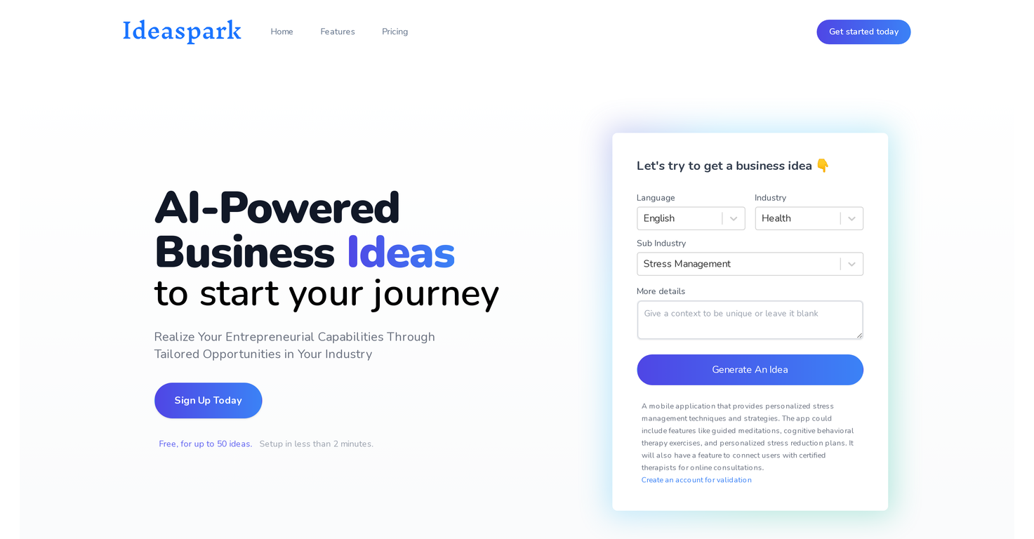 IdeaSpark screenshot