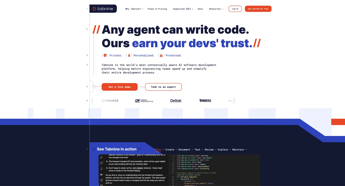 Tabnine AI code assistant screenshot