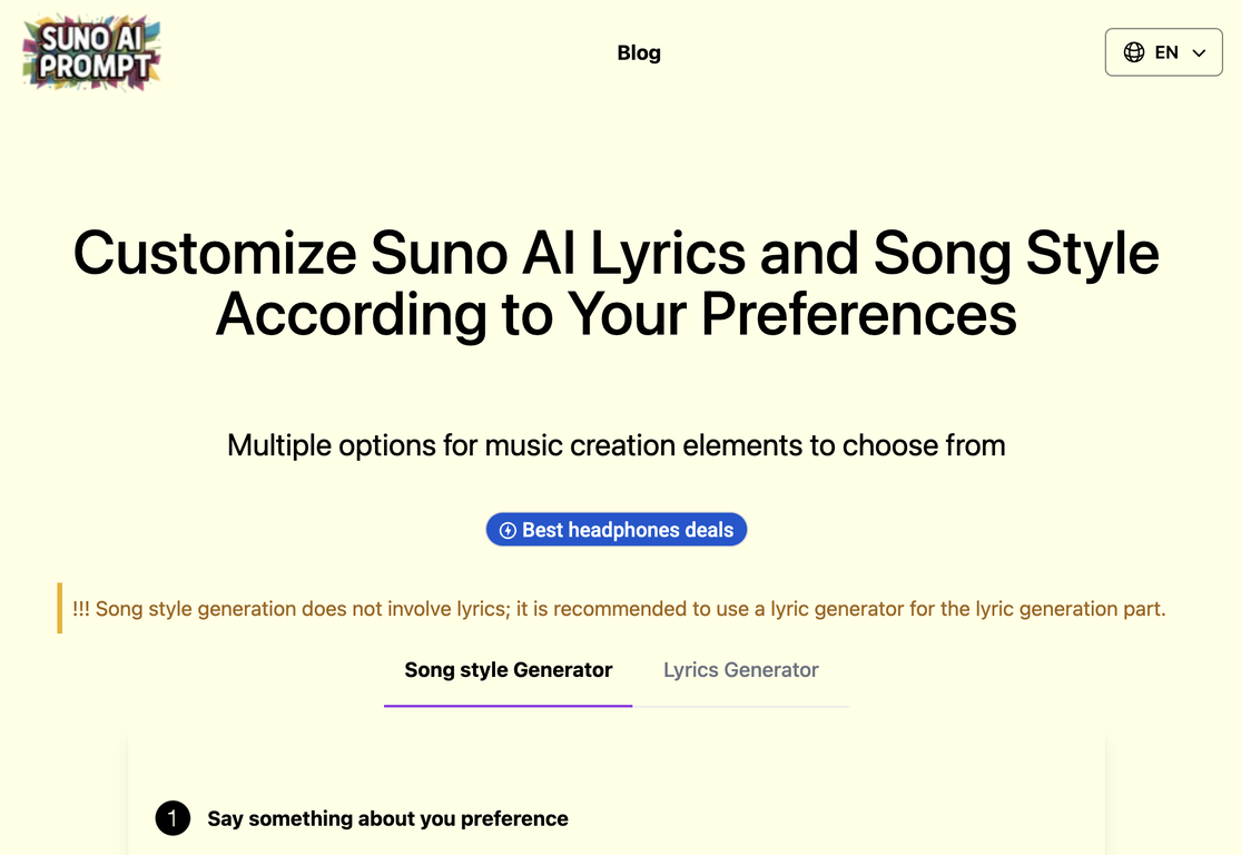 Suno Prompt screenshot