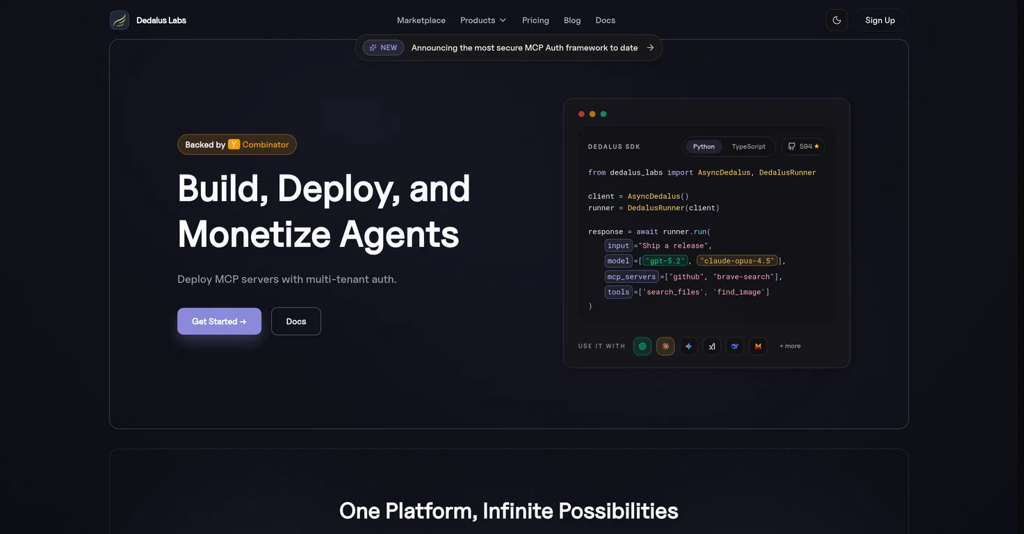 Dedalus Labs screenshot