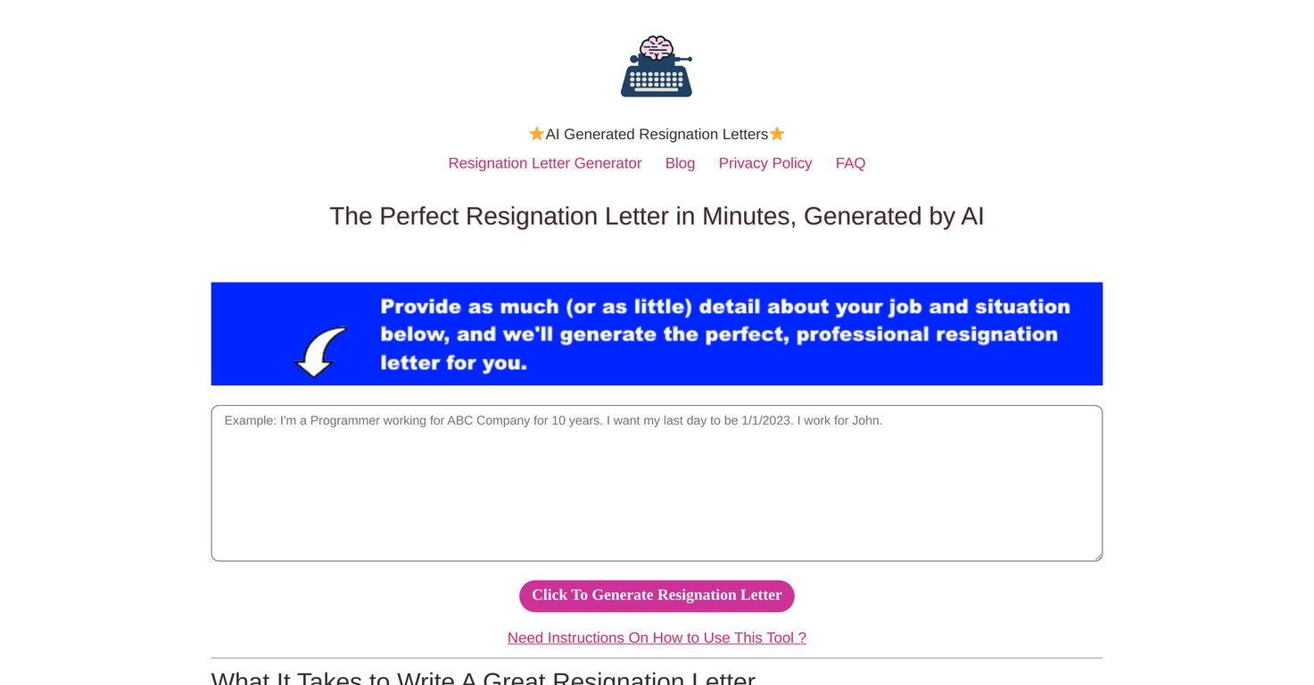 Just Resignation Letters screenshot