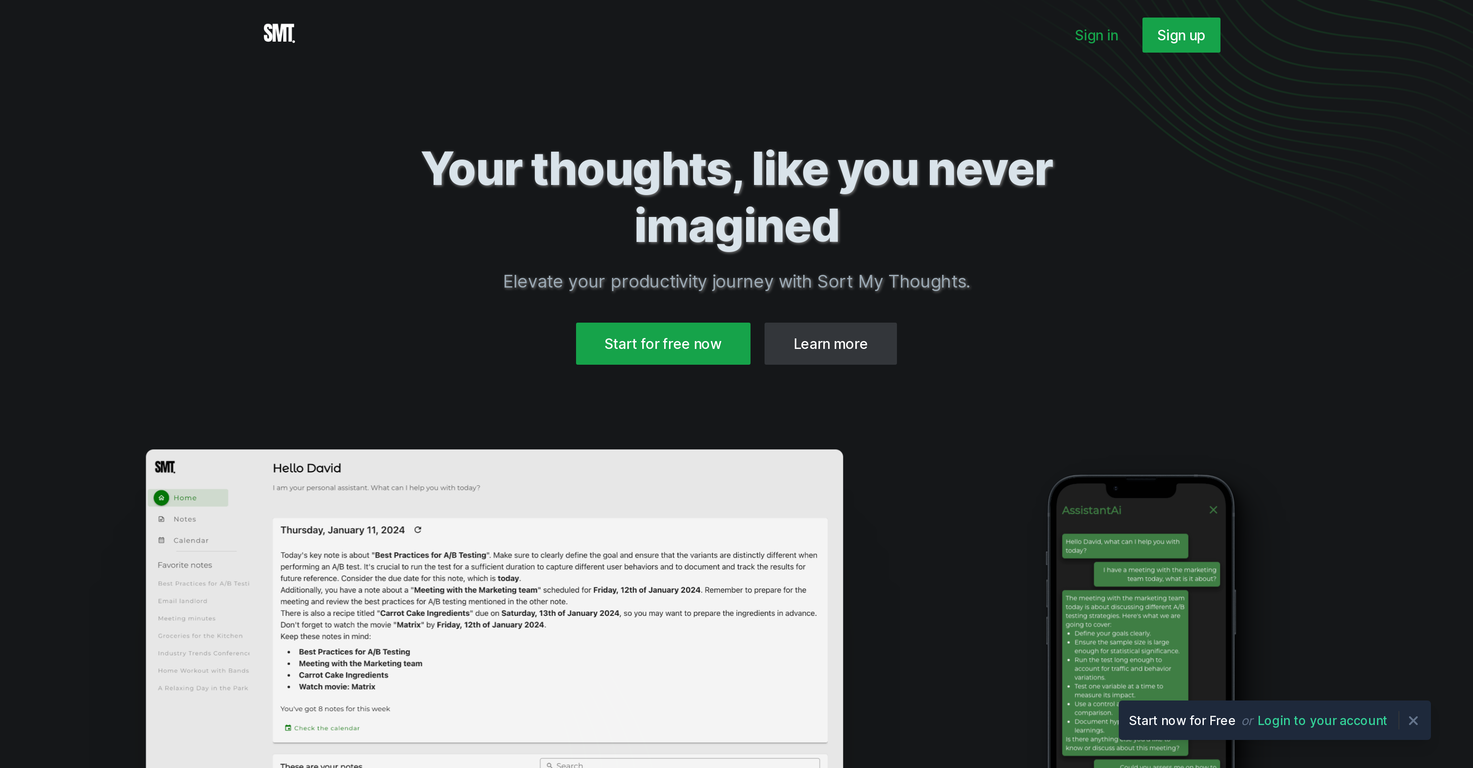 SortMyThoughts screenshot