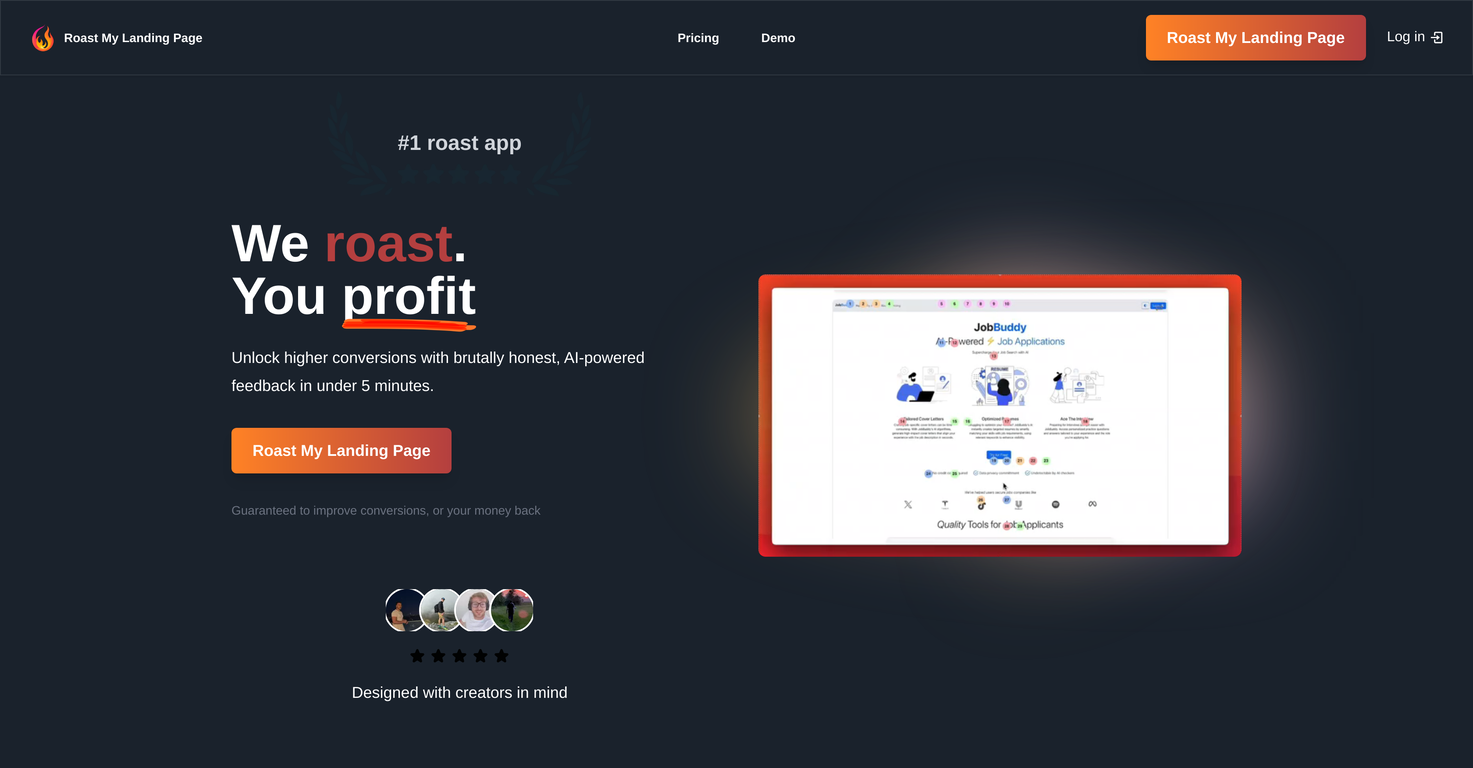 Roast My Landing Page screenshot