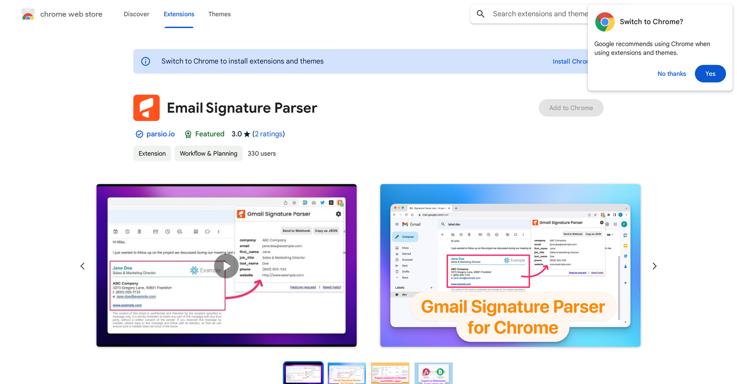 Email Signature Parser screenshot