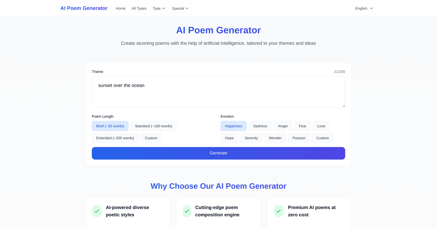 AI Poem Generator screenshot