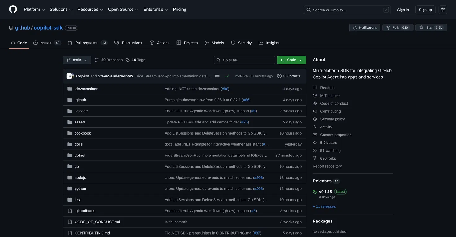 GitHub Copilot SDK screenshot