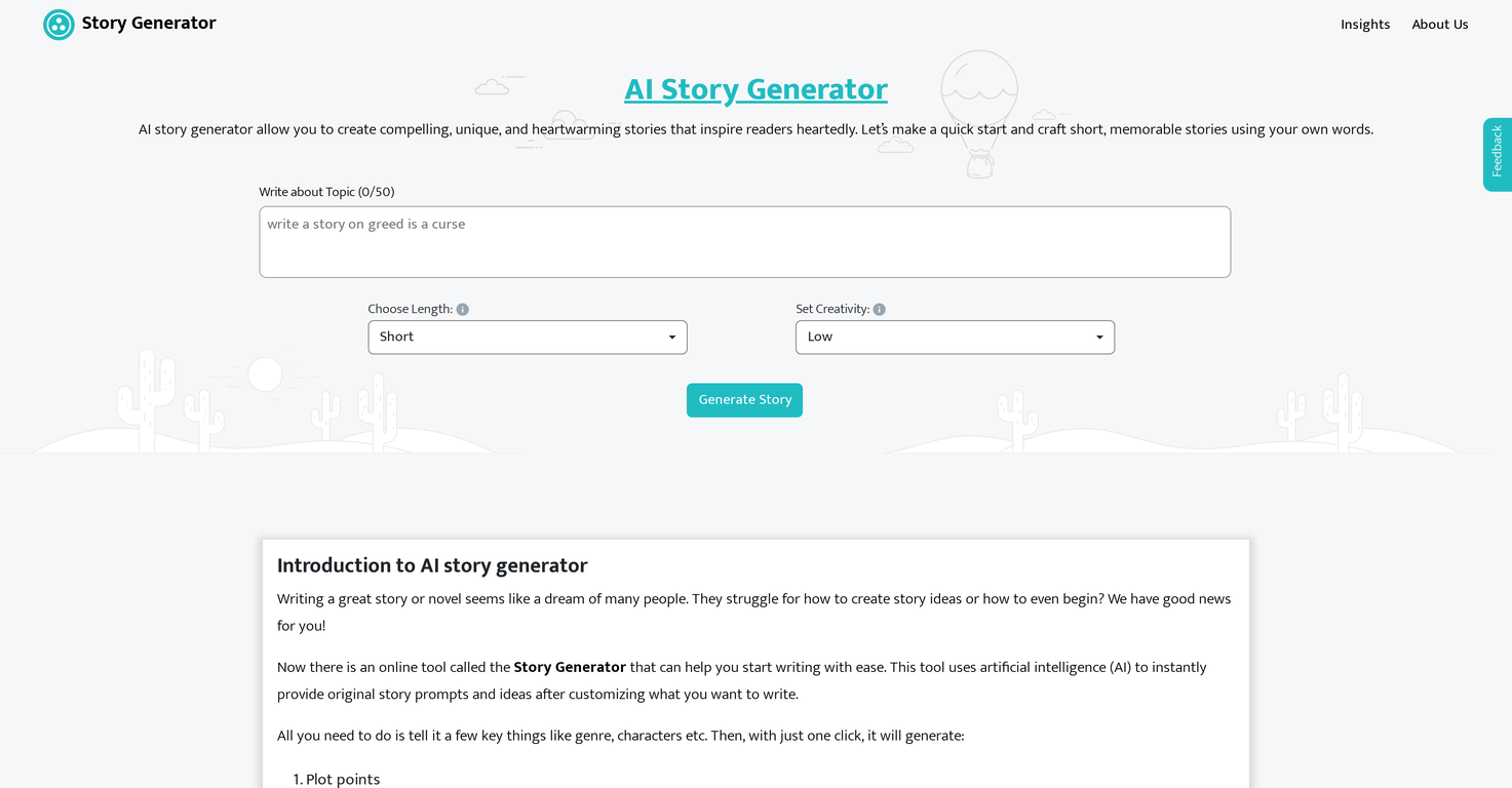 AIStoryGenerator.com screenshot