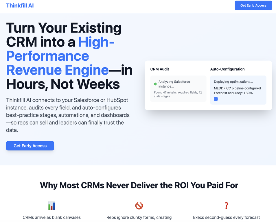 Thinkfill AI – The CRM Auto-Optimizer screenshot