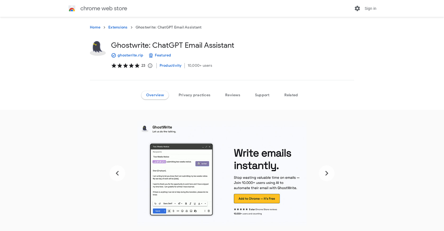 Ghostwrite screenshot