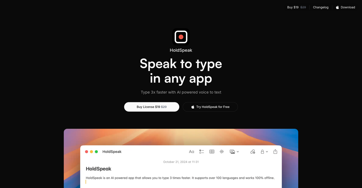 HoldSpeak screenshot