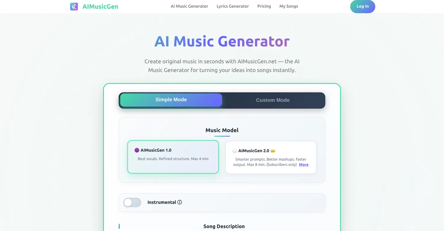 AIMusicGen.net screenshot