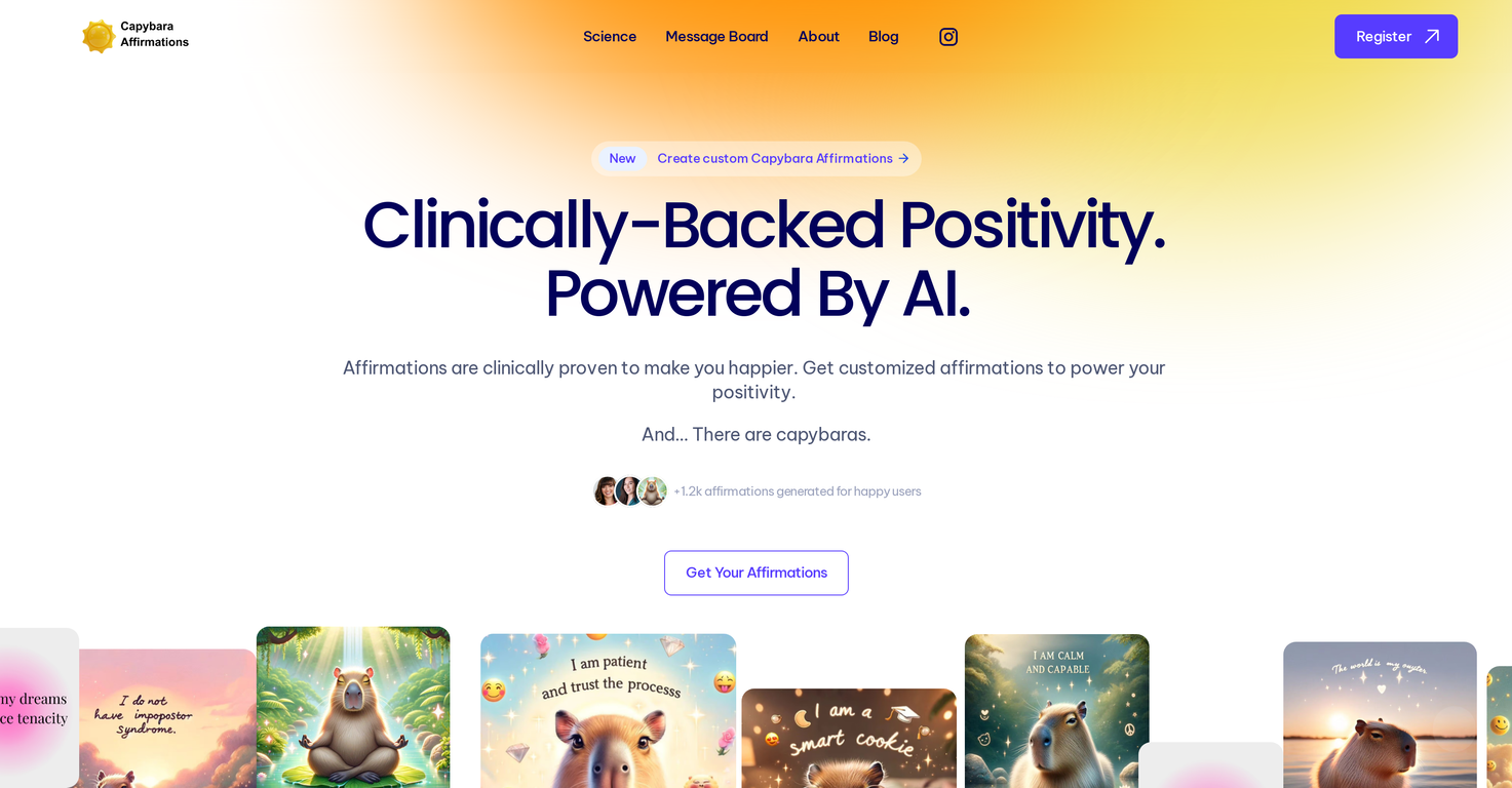 Capybara Affirmations AI screenshot