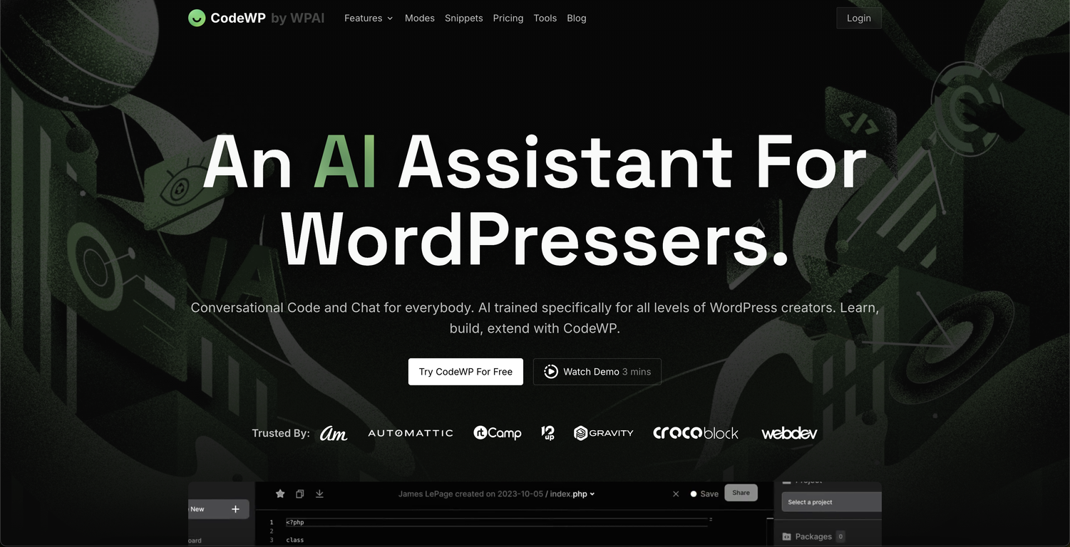 CodeWP screenshot