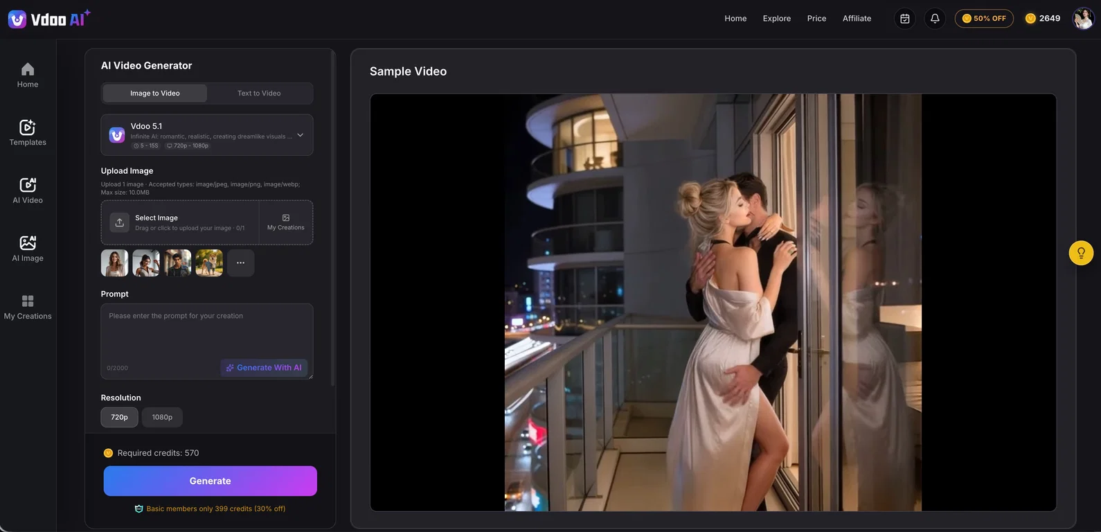 Vdoo AI | Image to Video Generator screenshot