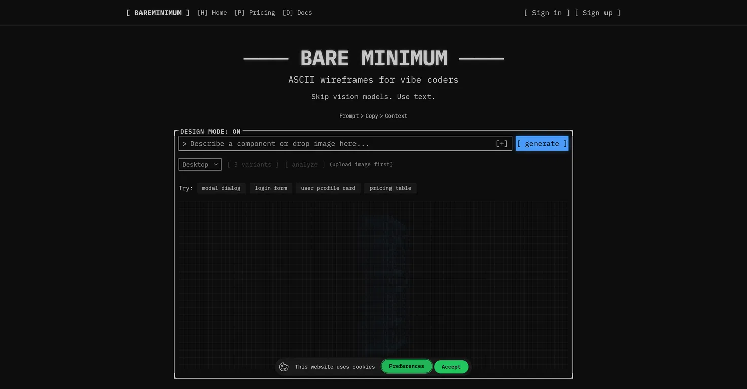 BareMinimum screenshot