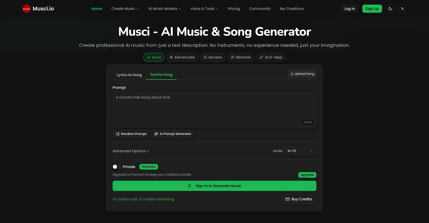 Musci.io screenshot