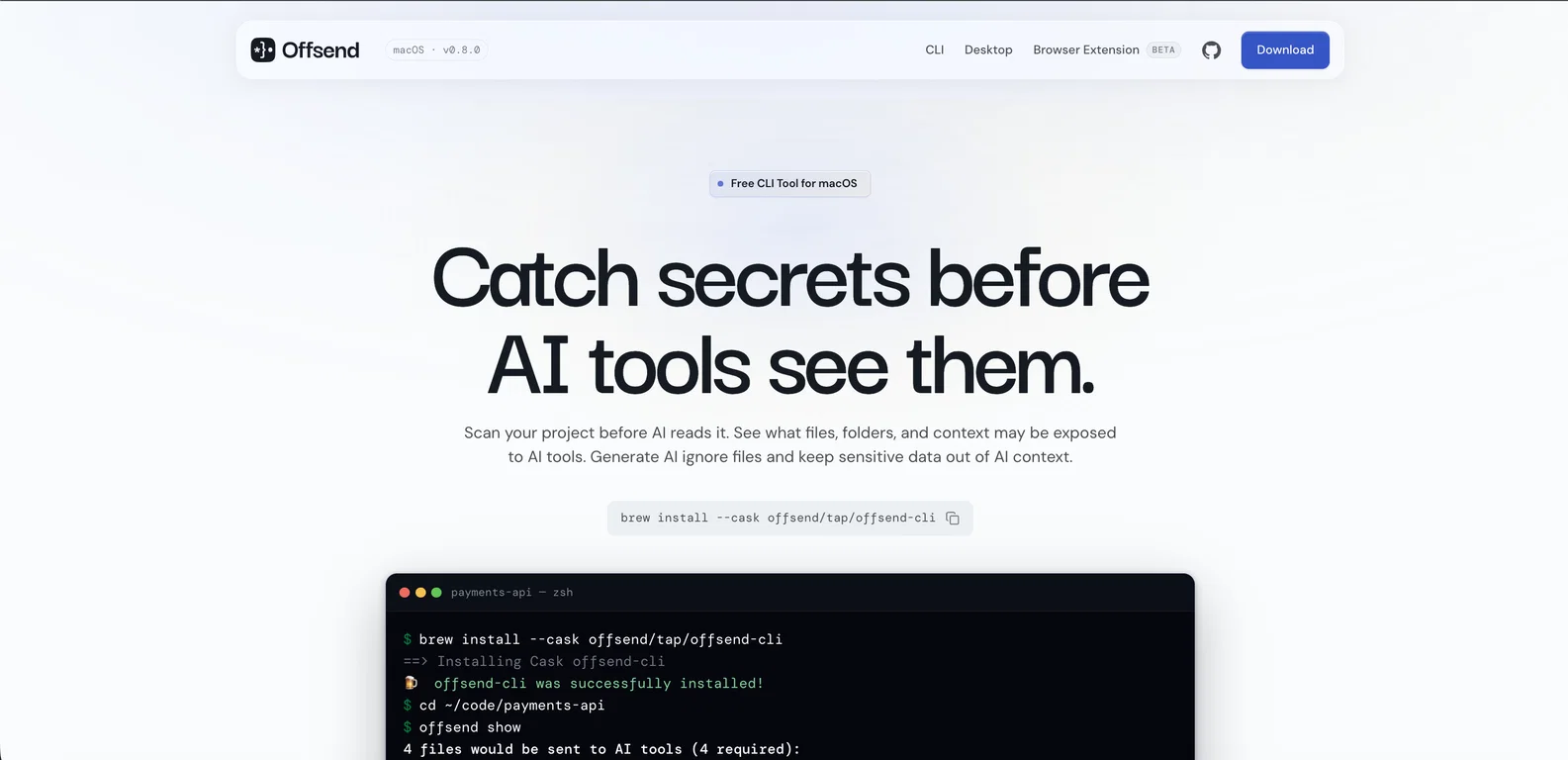 Offsend CLI screenshot