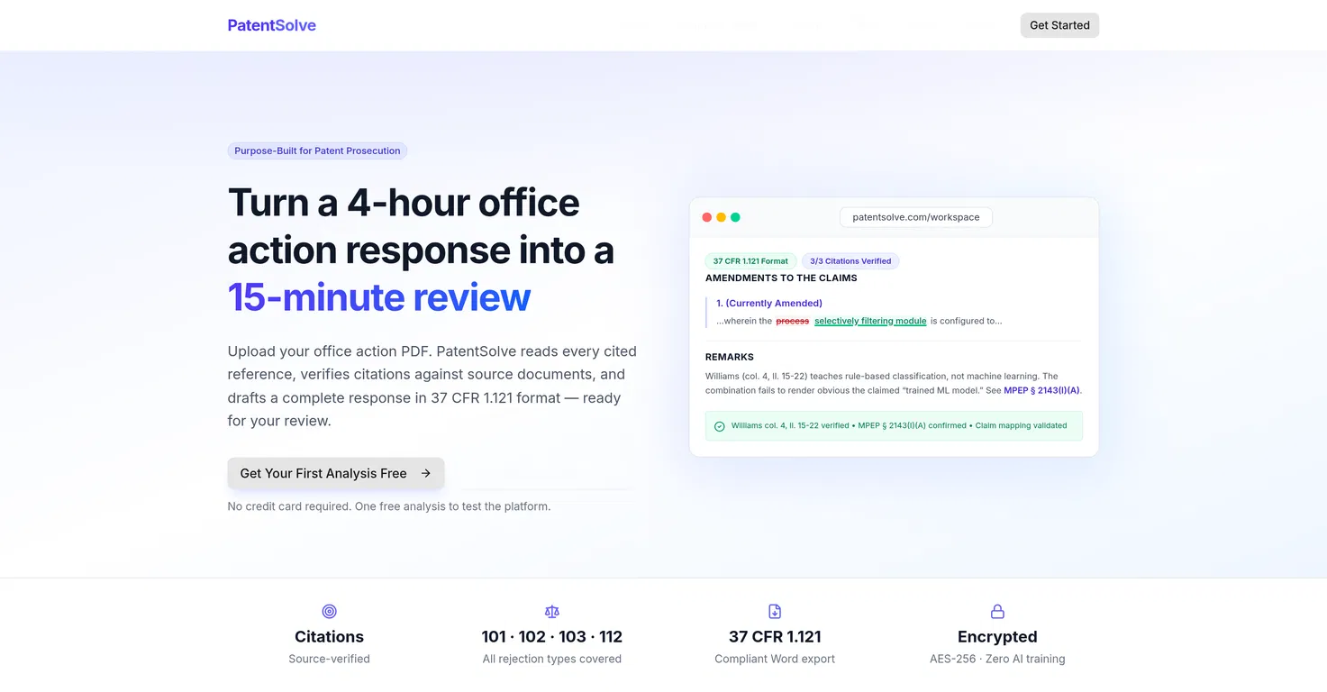 PatentSolve screenshot