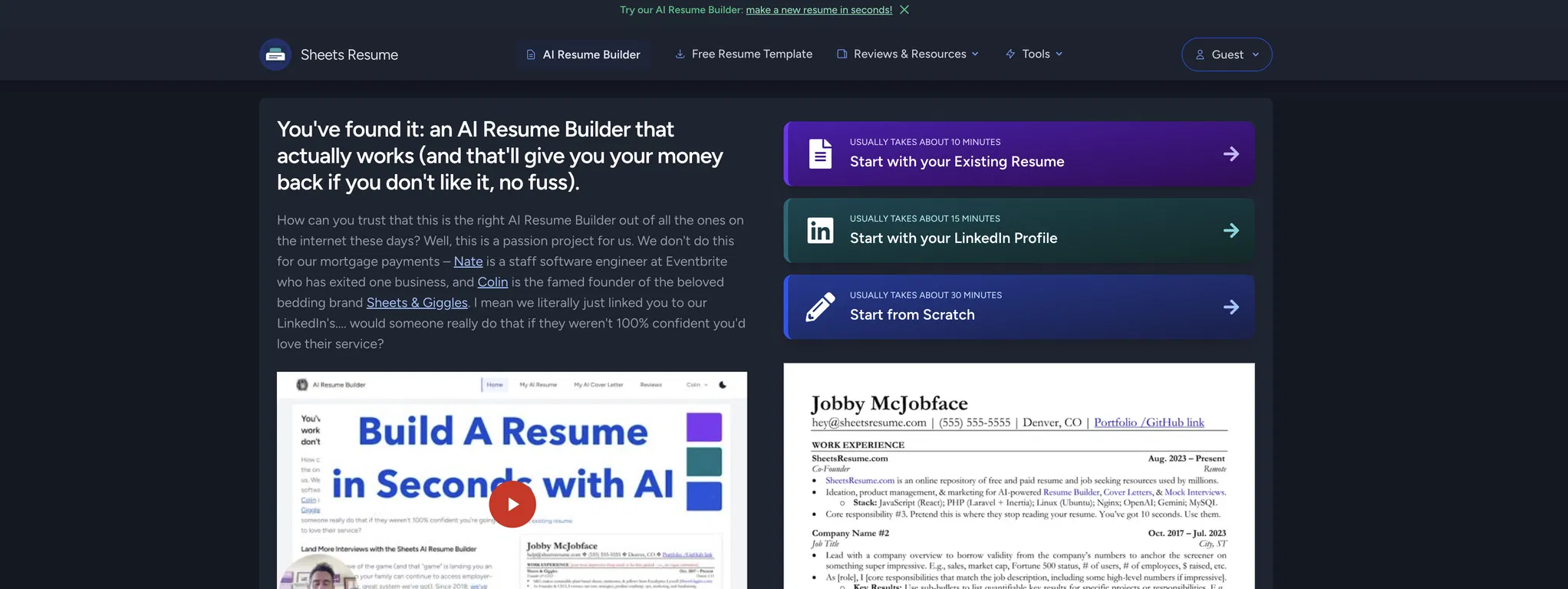 SheetsResume screenshot