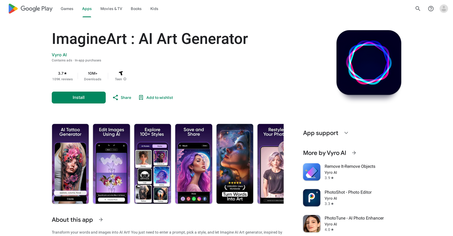 Imagine : AI Art Generator screenshot