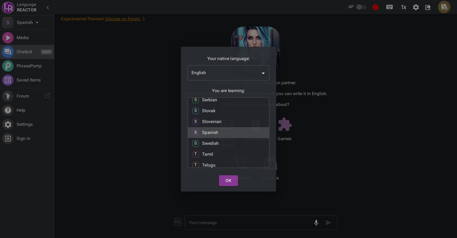Language Reactor screenshot