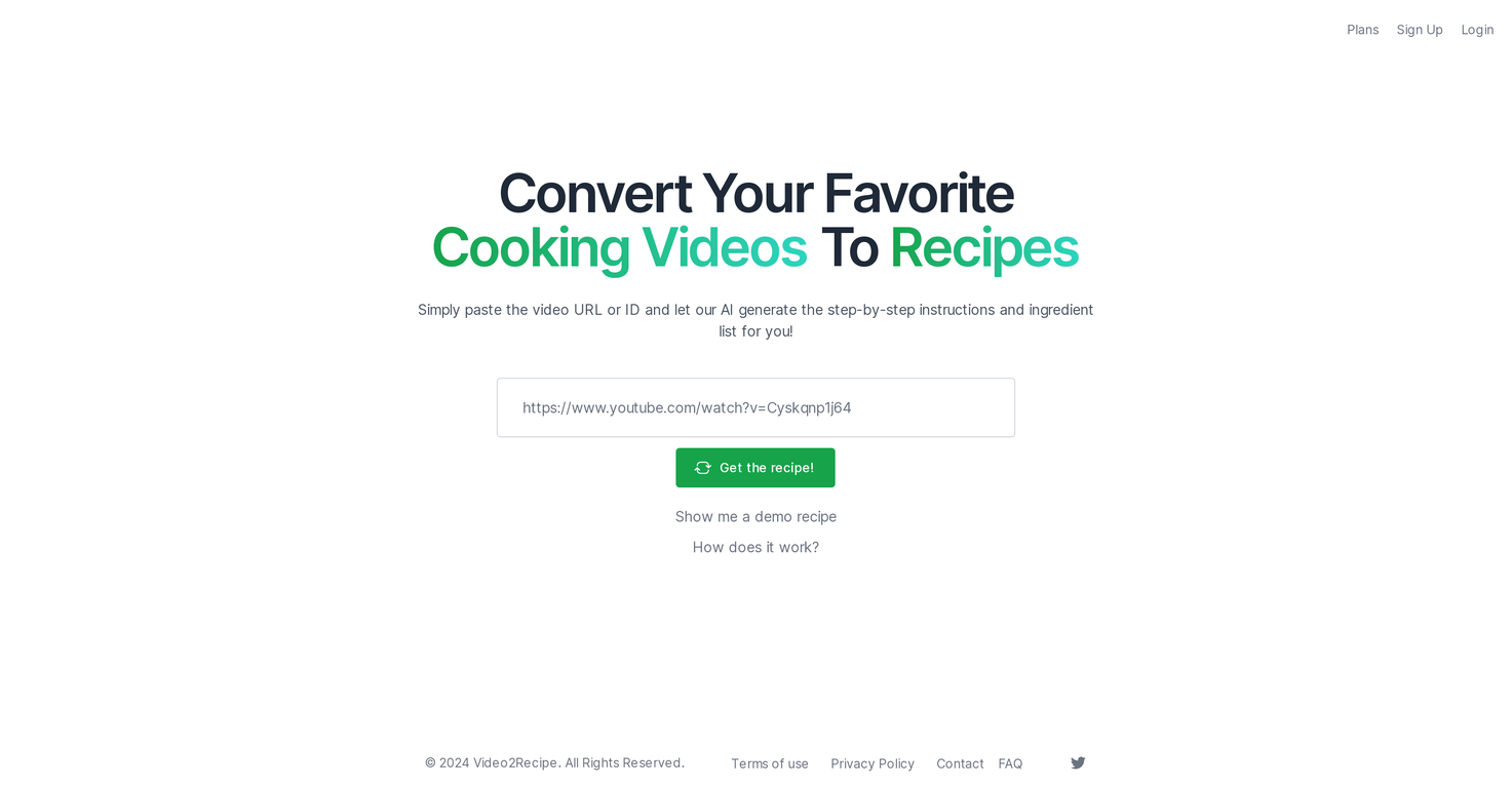 Video2Recipe screenshot