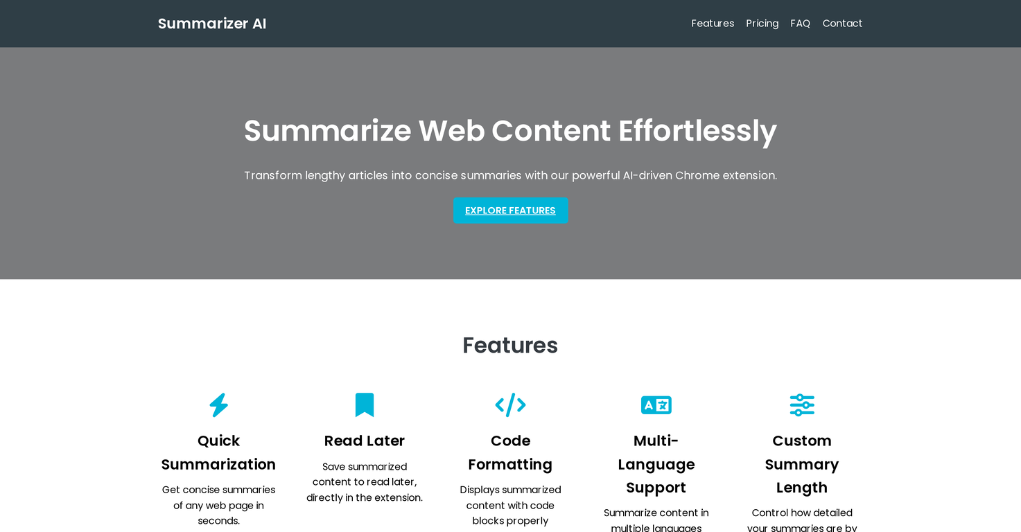 Summarizer AI Extension screenshot