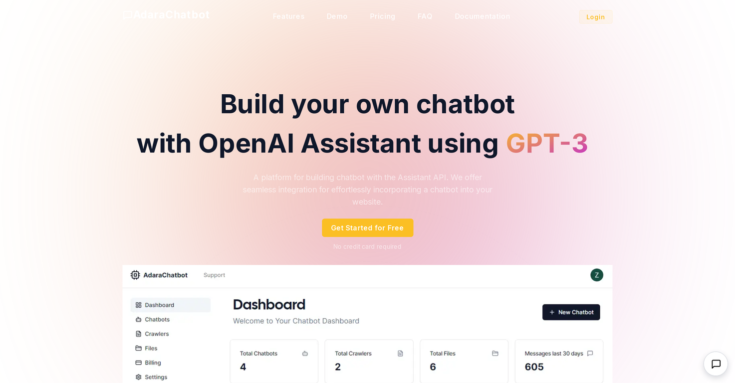 AdaraChatbot screenshot