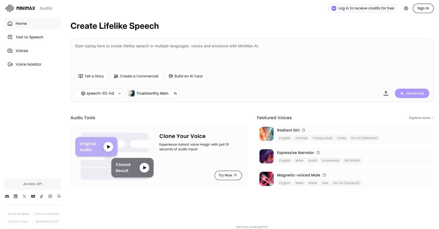 MiniMax Audio screenshot