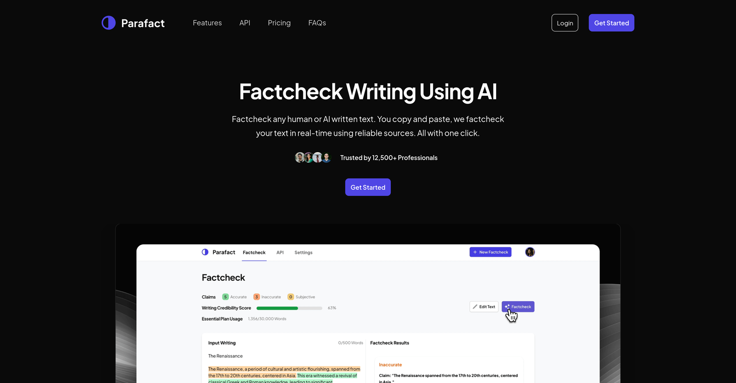 Parafact screenshot