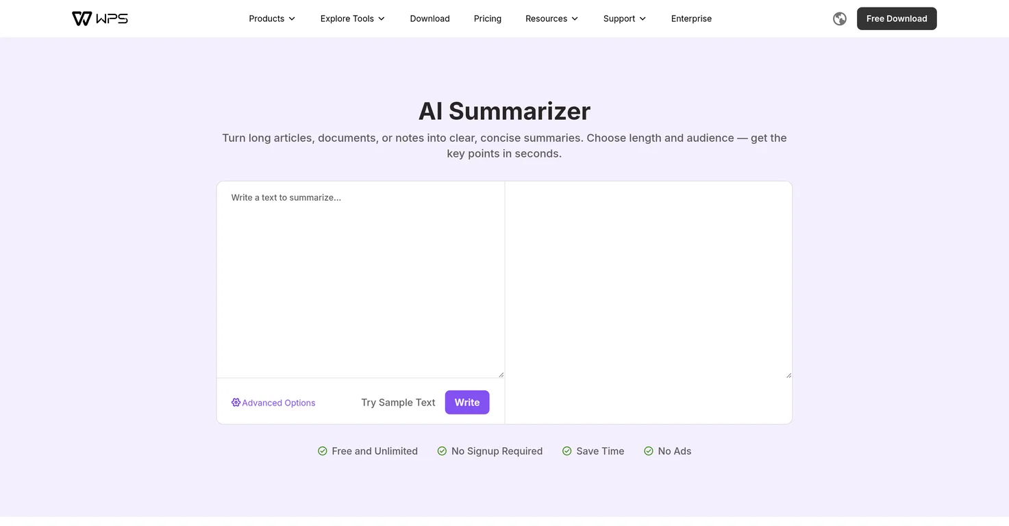 WPS | AI Summarizer screenshot