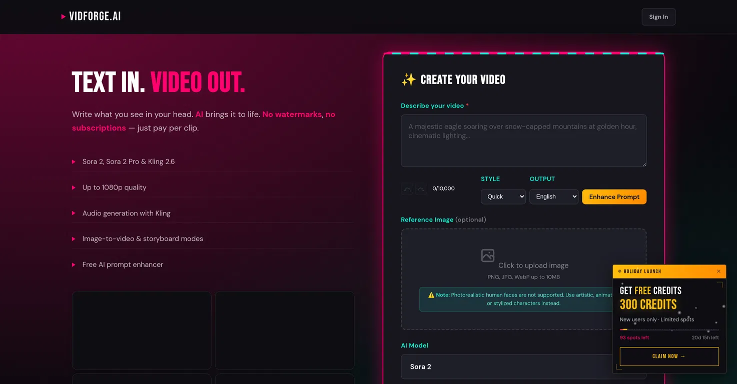 VidForge.ai screenshot