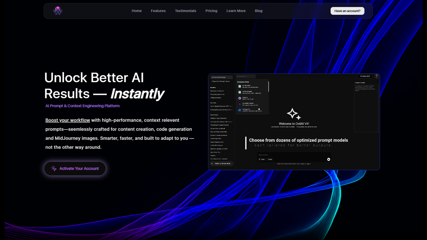 OctiAI Prompts screenshot