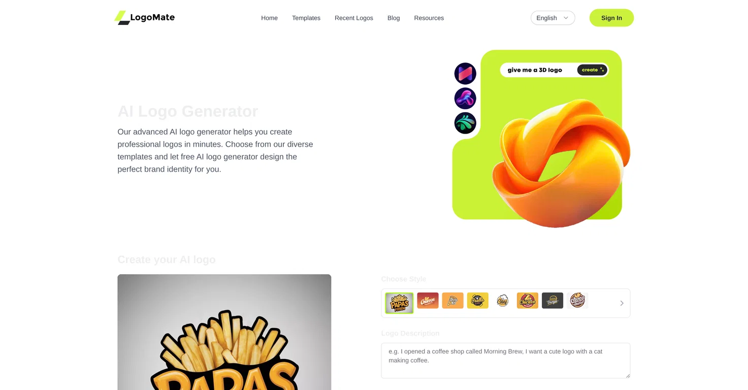 AI Logo Generator.sh screenshot