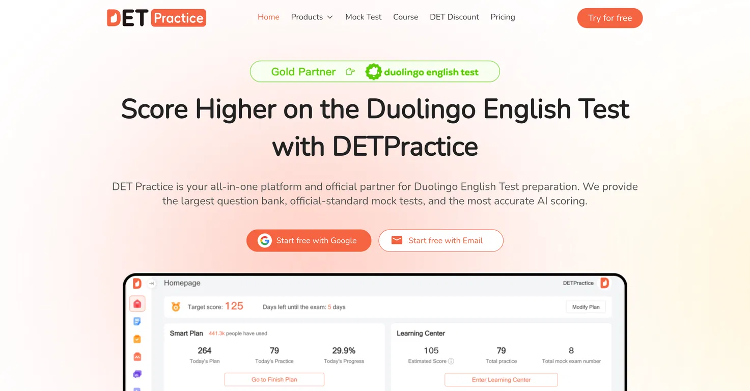 DET Practice screenshot